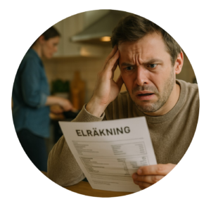 Person som tittar fundersamt på sin elräkning
